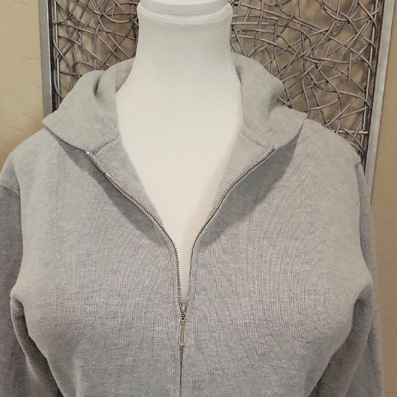 Talbots Light Gray Zip-Up Hoodie - Picture 2 of 5